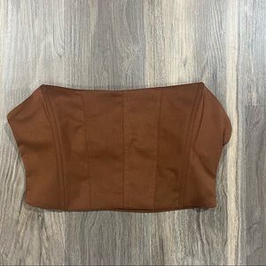 brown corset strapless top